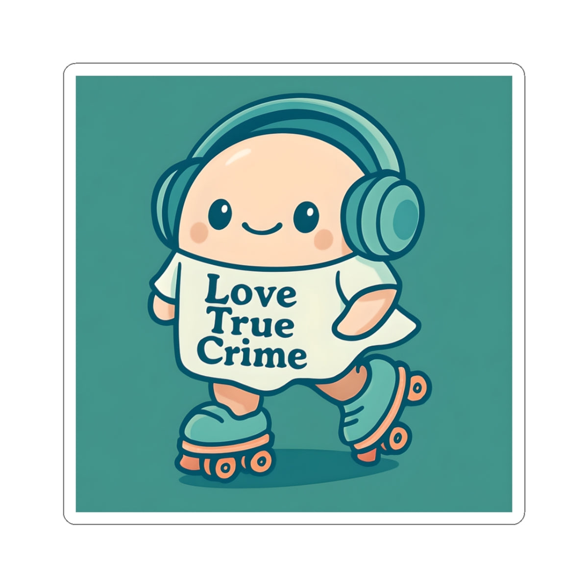 Cute Love True Crime Kiss-Cut Stickers, Skateboarder Sticker, Vinyl Decal for Water Bottles, Laptops, Journals, Gift for Crime Lovers