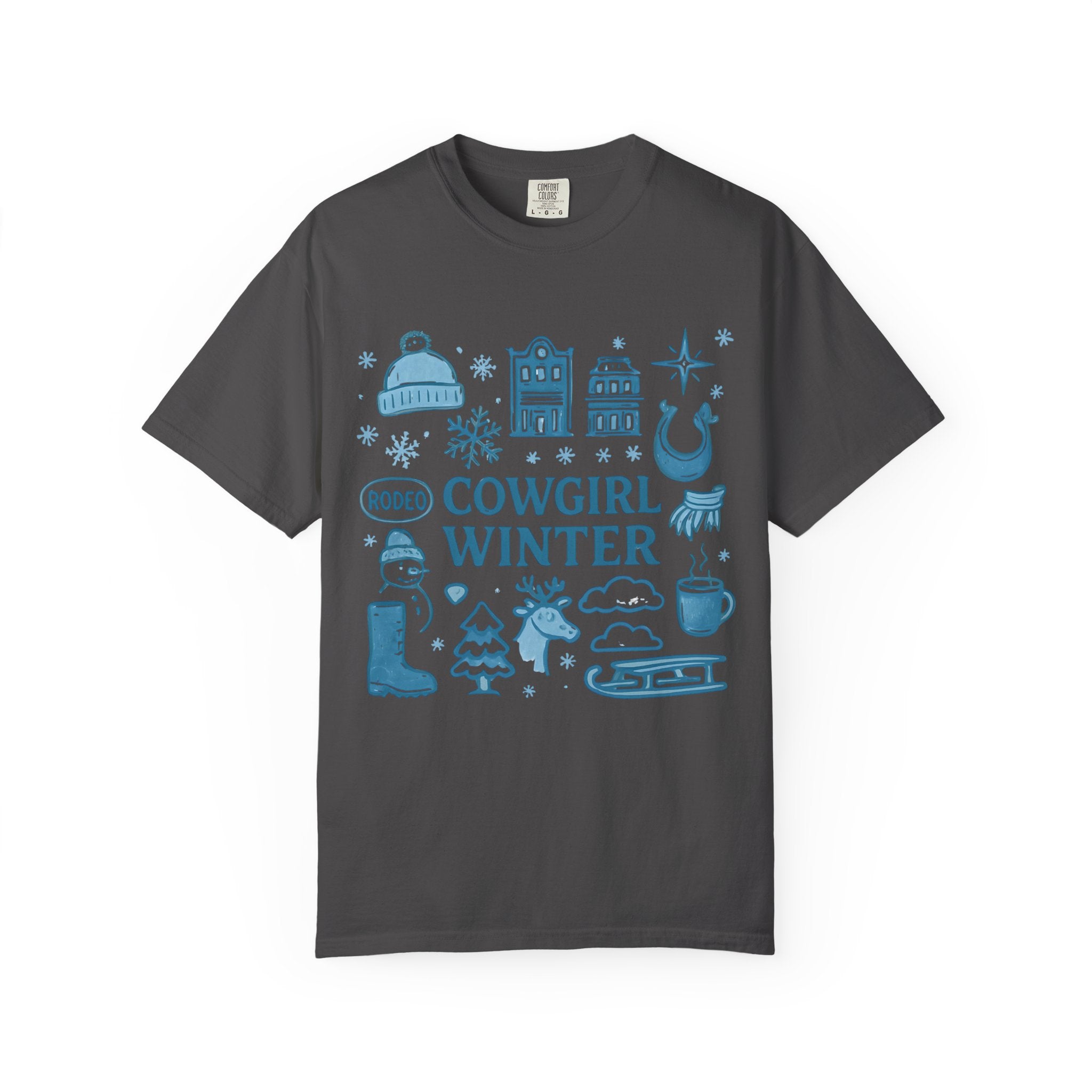 Cowgirl Winter T-Shirt, Cozy Graphic Tee, Rodeo Style Shirt, Winter Outing Apparel, Gift for Cowgirls, Vintage Aesthetic Tee