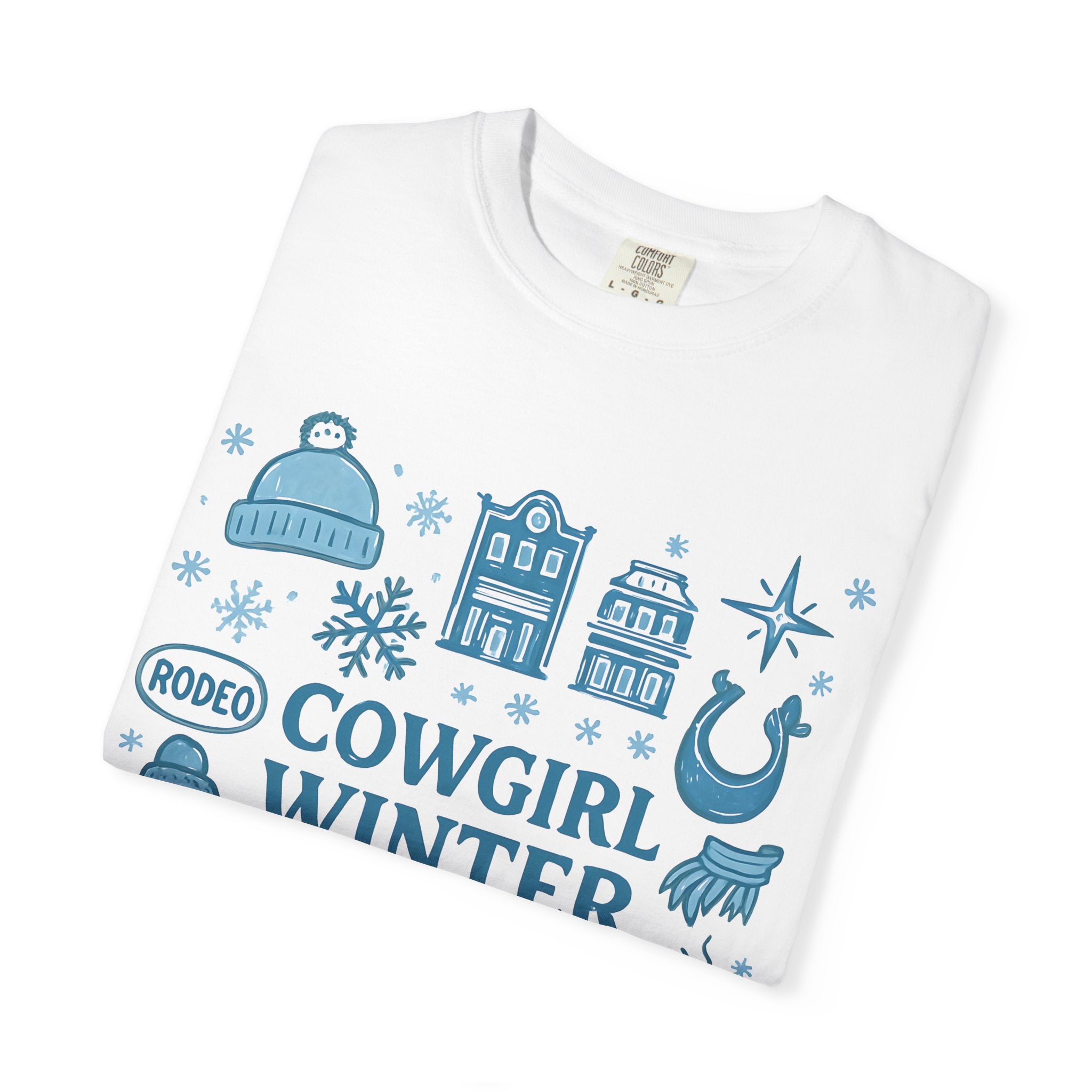 Cowgirl Winter T-Shirt, Cozy Graphic Tee, Rodeo Style Shirt, Winter Outing Apparel, Gift for Cowgirls, Vintage Aesthetic Tee