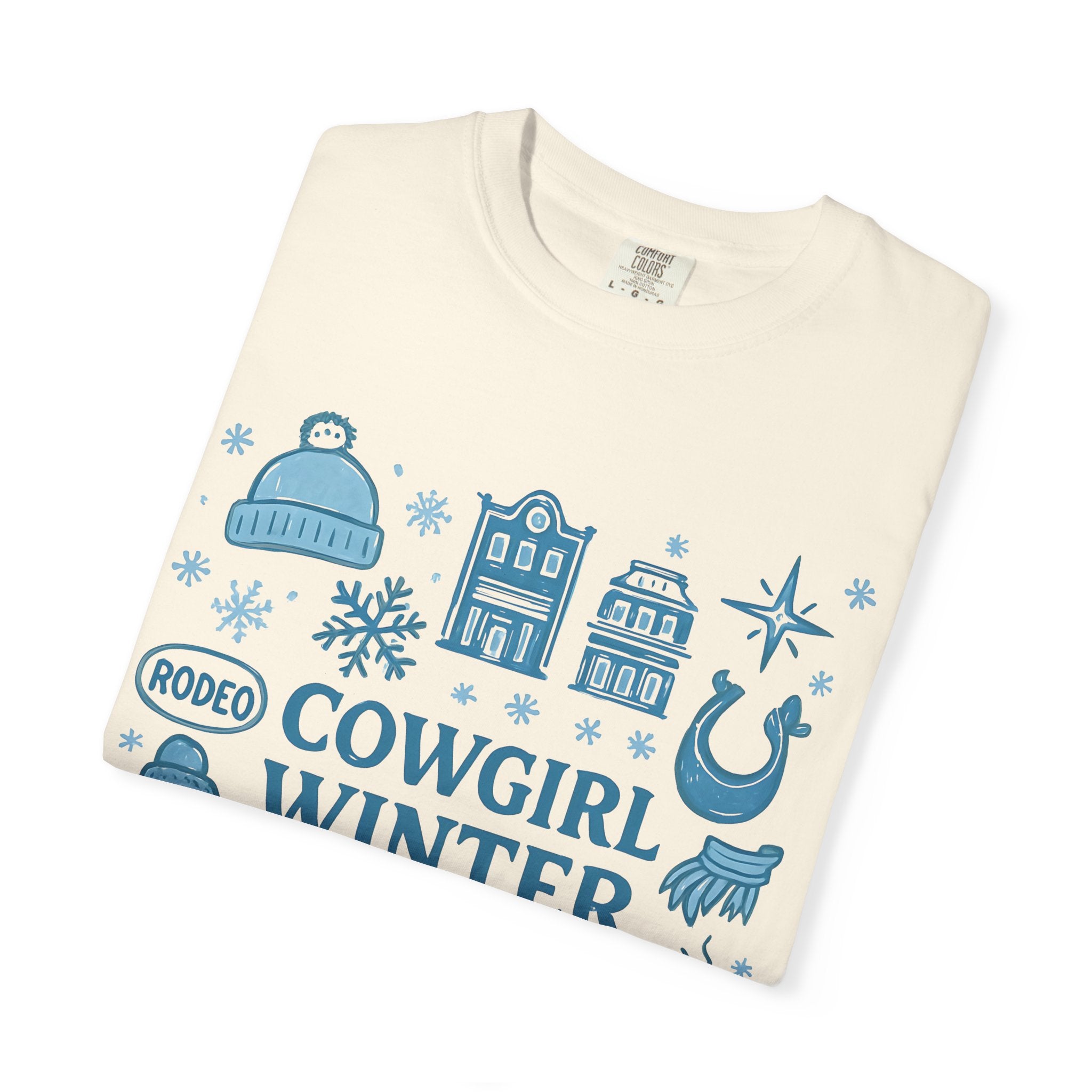 Cowgirl Winter T-Shirt, Cozy Graphic Tee, Rodeo Style Shirt, Winter Outing Apparel, Gift for Cowgirls, Vintage Aesthetic Tee