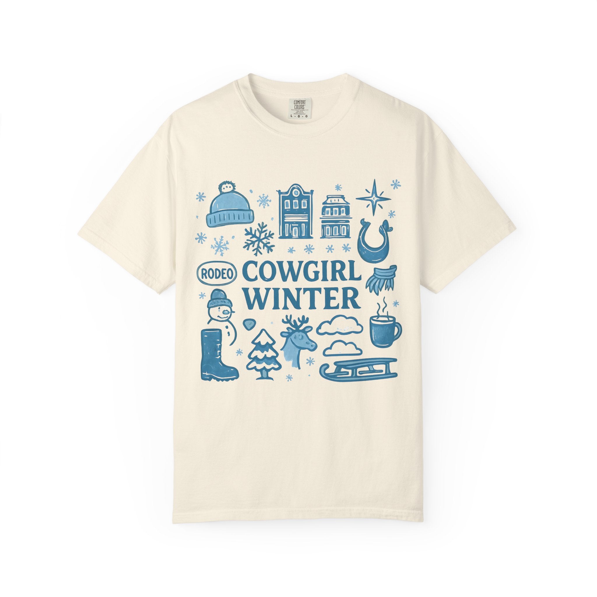 Cowgirl Winter T-Shirt, Cozy Graphic Tee, Rodeo Style Shirt, Winter Outing Apparel, Gift for Cowgirls, Vintage Aesthetic Tee