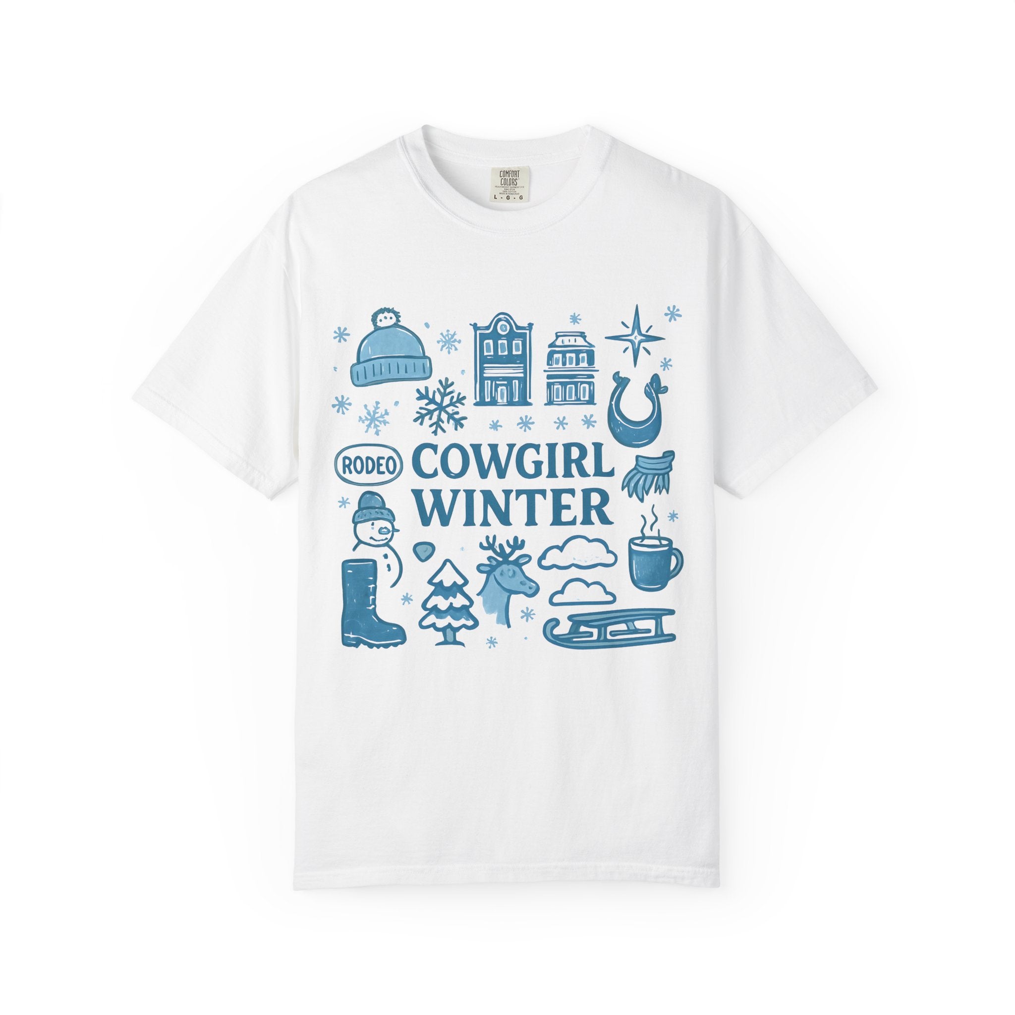 Cowgirl Winter T-Shirt, Cozy Graphic Tee, Rodeo Style Shirt, Winter Outing Apparel, Gift for Cowgirls, Vintage Aesthetic Tee